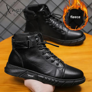 Men Ankle Boots Autumn Winter Plush Walking Shoes Mens Solid Colors Warm Outdoor Chelsea Zapatos